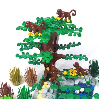 Naujas Miško, Džiunglių Gyvūnų Beždžionių Šimpanzių Sielovados SS Ūkio Ranch Scena Pastato Blokai, Plytos, Žaislai Suderinamas Su LEGO