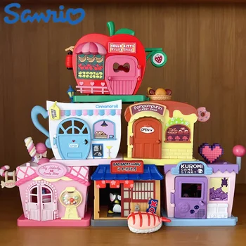 Naujas Sanrio Hello Kitty Kuromi Žaisti Namuose Didina Street View Sujungimas Žaislai Cinnamoroll Žaisti House Collection Žaislai Vaikams Gif