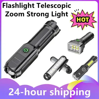 Naujas Stilius Teleskopinis Zoom Stiprios Šviesos Žibintuvėlis USB Įkrovimo Maži Nešiojamieji Dėmesio Long-Range Potvynių ir Lauko Apšvietimo Lempos