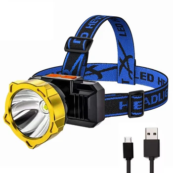 Nešiojamų Galvos Šviesos diodų (LED) Žibintai USB Įkrovimo Galvos Žibinto Lempa, Avarinės Šviesos, Lauko Kempingas Dviračių Žvejybos Žibintuvėlis