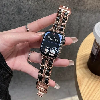 Odinis dirželis žiūrėti Apple Watch Band 44mm ultra 2 49mm 45mm 41mm 40mm Prabanga metalo nuorodą apyrankę Iwatch Serijos SE 9 8 7 6 5