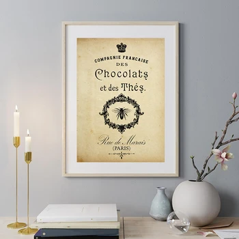 Paryžiaus Šokolado Skelbimo Plakatas Vintage Stiliaus Tapybos Drobės prancūzijos Pasirašyti Menas Spausdinti Sienos Nuotrauka už Kambarį Miegamasis Namų Dekoro
