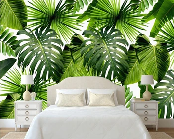 Pasirinktinis Dydis Tapetai Atogrąžų augalai, Bananų lapų Palmių Lapų Freskos Namų Puošybai Kambarį Miegamasis Žalias Lapas 3d tapetai