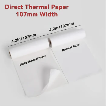 PeriPage 107x30mm Terminio Popieriaus Etikečių Popierius, Lipdukas, Skirtas Šiluminės Kišenėje Mini Bevielį Spausdintuvą A9(s)Max