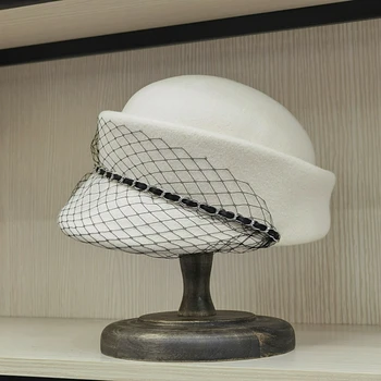 Prancūzijos derliaus įgaubtas viršuje jojimo skrybėlę Japonijos akių grandinės šiltas antis skrybėlę top hat Mados Australijos vilnos veltinio kepurę