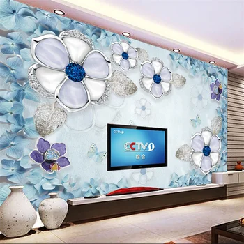 Pritaikytas didelių tapetai, 3d trimatis gražus freskos Viduržemio jūros gėlių papuošalai drugelis sofa fono sienos обои