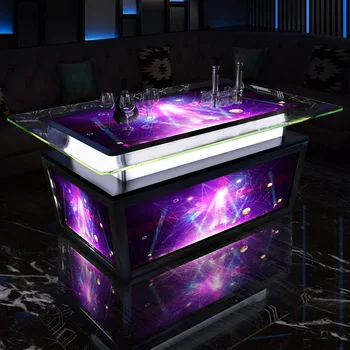 Pritaikyti naujas KTV kavos staliukas su spalvotu LED žibintai, club, naktinis klubas, baras, stalas, grūdintojo stiklo