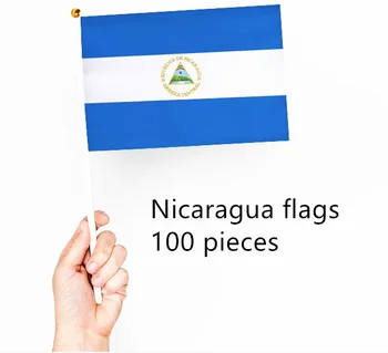 Ranka purtant baneriai Nikaragva mažas Nacionalines vėliavas 14*21 cm arba 20*30 cm poliesterio medžiagos su lenkų 100 vnt per daug