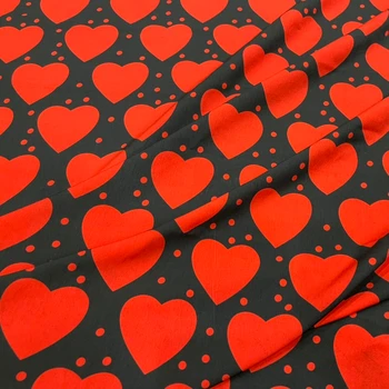 Raudona Širdis Dot raštuoto Audinio Prekės ženklo Mados Dizaino Poliesterio Kelnės Audiniai, Audinys Suknelė Už Metrą 