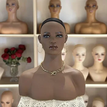 Realus Afro Moterų Manekenas Manekeno Galva su Pečiais Manikin Lėlės Galva, Krūtinė, už Perukai Skrybėlę Papuošalai Ekranas
