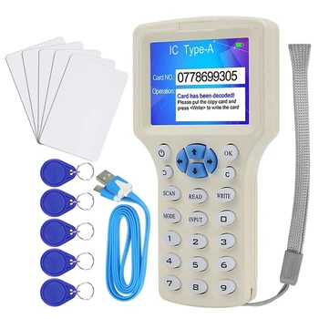 RFID Skaitytojui Rašytojas, popierinės kopijavimo aparatų matricos 10 Dažnio NFC Smart Card Programuotojas 125Khz 13.56 Mhz Šifruojami Dekoderis Rašyti Raktas