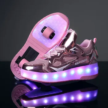 Ritinio Skate LED lemputės USB Įkrovimo Vaikams Laisvalaikio Skateboard Ratų Sportiniai Bateliai Berniukams, Mergaitėms, Vaikams, Šlepetės Šlepetės