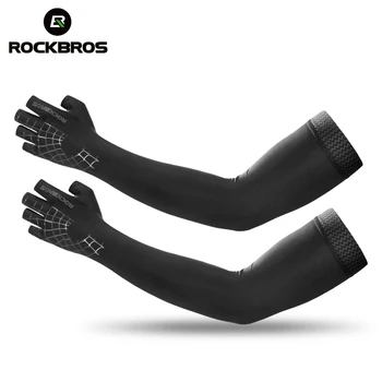 ROCKBROS Sporto Arm Sleeve Pirštinės 2 In 1 Kvėpuojantis Elastingumą, Veikia Žygiai Vairavimo Rankovėmis Rankos Šiltesnės Pirštinės (Apsauga nuo Saulės)