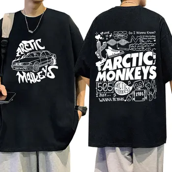 Roko Arctic Monkeys 2023 Kelionių Muzikos Tracklist Print T Marškiniai Vyrams, Moterims, Hip-Hop Retro Mados Medvilnės Negabaritinių marškinėliai Streetwear