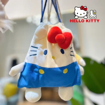 Sanrio Hello Kitty Mielas Raišteliu Maišelį Medvilnės Pirkinių Pečių Maišą Animacinių Filmų Eco-Friendly Lankstymo Nešti Rankinės Moterims Saugojimo Krepšys
