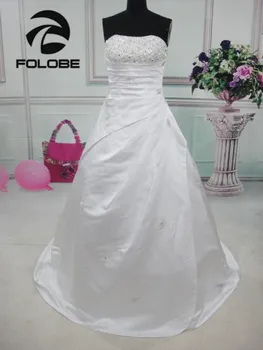Satino Stebėjimo China Duobute Vestidos De Novia Backless Klostes-Line Ilgai Vestuvių Vietoje Įforminimą Pagal Užsakymą Proga Suknelės