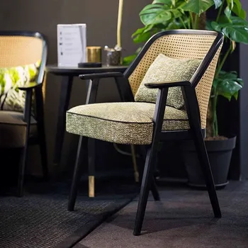 Senovinių valgomojo kėdė namų valgomasis masyvo, medžio rotango laisvalaikio kėdė arbatos studijų dizainerio kėdė