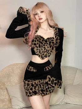 Sexy Fashion 3 Dalių Komplektas Atsitiktinis Trumpas Megztinis + Plonas Liemenė + Šalis Y2k Mini Sijonas Korėjos Stiliaus Kostiumas Moteris Dizaino 2023 Rudenį