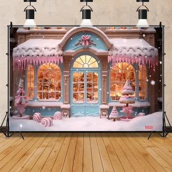 SHENGYONGBAO Kalėdų Dieną Židinys Fotografijos Backdrops Naujųjų Metų Saldainiai, Kaminų Parduotuvėje Kamuolys Langą Studija Fone WW-61