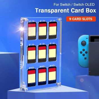 Skaidrios Žaidimo Kortelės Atveju Nintendo Jungiklis 9 kortelės lizdą, atsparus smūgiams Apsauginis Akrilo Žaidimas Laikymo Dėžutė Turėtojas Jungiklis OLED