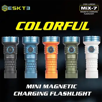 SKILHUNT ESKTE MiX-7 7 šviesos DIODAI IN 1 Multi-color 2300 liumenų 18350 Magnetinio Įkrovimo LED Žibintuvėlis įtraukti baterija