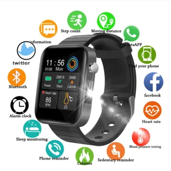 Smart Watch Vyrų LED Žibintuvėlis Širdies ritmas, Kraujo Spaudimas, Deguonies, Temperatūros Stebėjimo Skambučių Priminimas IP67 atsparus Vandeniui Smartwatch
