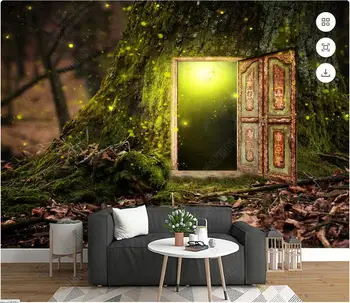tapetai, foto, 3d custom freskos Magija Miško Medžių Langą, tv foną kambarį namų dekoro tapetai sienos 3d miegamasis