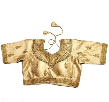 Tradicinis Aukso Siūlų Siuvinėjimai, Pakistano, Indijos Sari Top moteriški Marškinėliai Vasarą