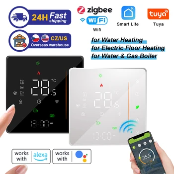 Tuya ZigBee/WiFi, Smart Gyvenimo Termostatas, Elektrinis Grindų Šildymas Vandens/Dujų Katilo Temperatūros Reguliatorius su Alexa 