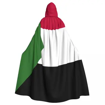 Unisex Suaugusiųjų Sudano Vėliavą Apsiaustu su Gaubtu Ilgai Ragana Cosplay Kostiumas