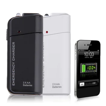 Universalus Nešiojamas USB Avarinės 2 AA Baterijos Extender Įkroviklio Maitinimo Langelį Mobilųjį Telefoną, MP3, MP4 Black White Hot