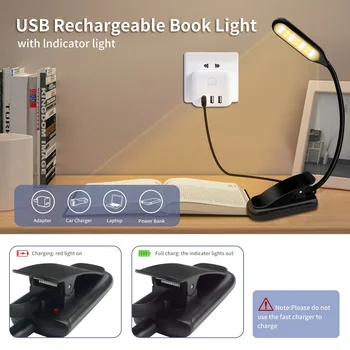 USB Įkrovimo Skaitymo Šviesos diodų (LED) Knyga, Šviesa 3 Lygio Šiltas šaltai Balta Šviesa Nešiojamas Lankstus, Lengvai Įrašą Naktį Lempa