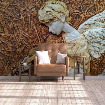 Užsakymą Bet kokio Dydžio Freska Tapetai, 3D Reljefo Grožio Angelas Smuikas Sienų Tapybos Gyvenimo Kambario, Miegamasis, Sofa-Namų Dekoro Papel De Parede