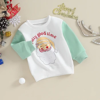 Vaikams Kūdikių Palaidinukė Kalėdų Santa Print Long Sleeve Puloveriai Rudenį dangčiai Mažylis Mielas Kūdikis Patenka Drabužiai