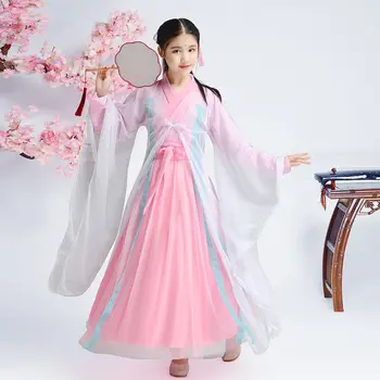 Vaikų Moterų Kostiumas Hanfu Sansheng III Peach Blossom Kostiumas Kostiumas Retro Kinijos Vėjo Elegantiškas Guzheng Veiklos Kostiumas