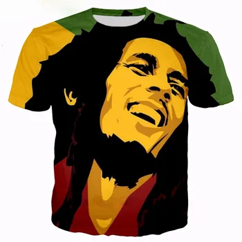 Vasaros Mados Nauja Hip-Hop T-shirts Reggae Iniciatorė, Bob Marley 3d Spausdinimo Vyrų, Moterų Atsitiktinis O-Kaklo Marškinėliai