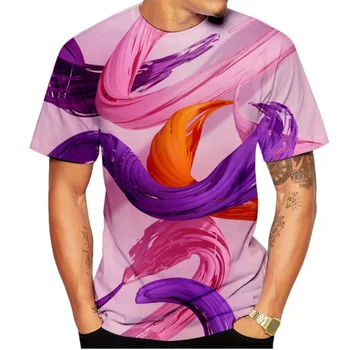 Vasaros Moterų ir Vyrų Madinga T-shirt, 3D, Abstraktūs Aliejaus Tapybai Spausdinimas, Romanas, Asmeniniams poreikiams, Greitai džiūsta.