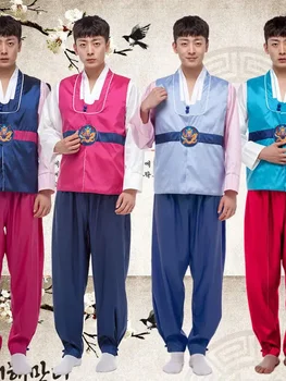 Vyriški Tradicinis korėjiečių Senovės Kostiumas Vyrų Rūmuose Vestuvių Hanbok Suknelė Šokių Cosplay Apranga