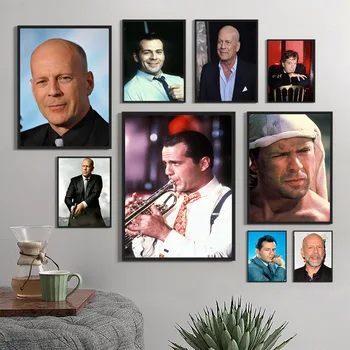 Walter Bruce Willis Plakatas Aktorius Star Menas Spausdinti Sienos Nuotrauka Šiuolaikinio Gyvenimo Kambario Dekoras Drobė, Tapyba