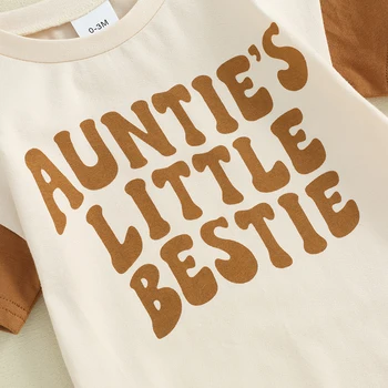 Wankitoi Kūdikiui Baby Boy Girl Vasaros Komplektai Teta Mažai Bestie T-shirt Romper trumpomis Rankovėmis Megztinis Viršūnes Kūdikių Drabužiai
