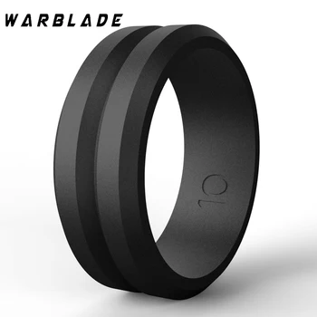 WarBLade 8MM Silikoniniai Žiedai V-groove Hipoalergicznych Lankstus Sporto Vyrų Vestuvių Gumos Juostos yra Maisto Klasės, FDA Silikono Piršto Žiedą