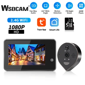 Wsdcam 4.3 colių Wifi Vaizdo Doorbell dvipusio Ryšio Akutė Kamera, Belaidis Durų Viewer 121 Laipsnį Durys Akių Garso Doorbell