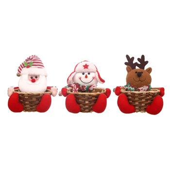 X6HD Kalėdų Dekoratyvinis Krepšelis Gražus Karamelinį Vytelių Krepšelį Darbalaukio Ornamentu Christams Papuošalai Vaisiai, Saldainiai & Duona