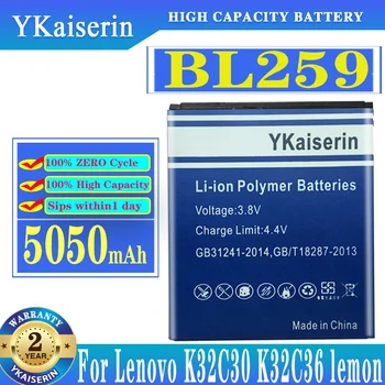 YKaiserin Nauji Aukštos Kokybės BL259 5050mAh Baterija Lenovo Citrinų K3 K5 K5Plus K32C36 Telefonas + Sekimo Numerį