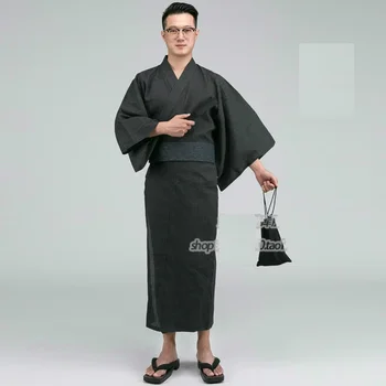 Yukata Ilgai Vyrai Japonais Stiliaus Suknelė Pižama Nustatyti, Chalatas Homme Samurajus Kimono Azijos Drabužių Homewear Skraiste Tradicinių Drabužių