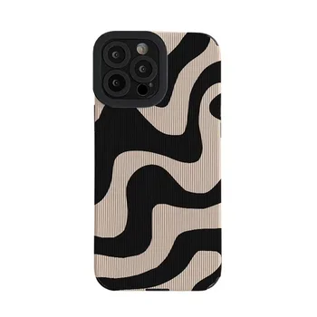 Zebra Tekstūros Juostele Balta Juoda Banga Telefono Soft Case For iPhone 11 12 13 14 15 Pro Plus Max XS X 8 7 Telefono Dangtelį Shell